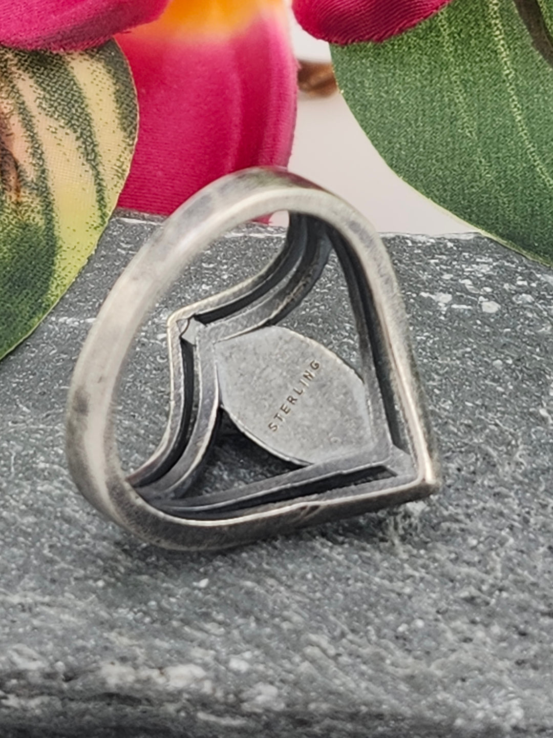 Oxidized Marquee Turquoise Ring Size 9.25