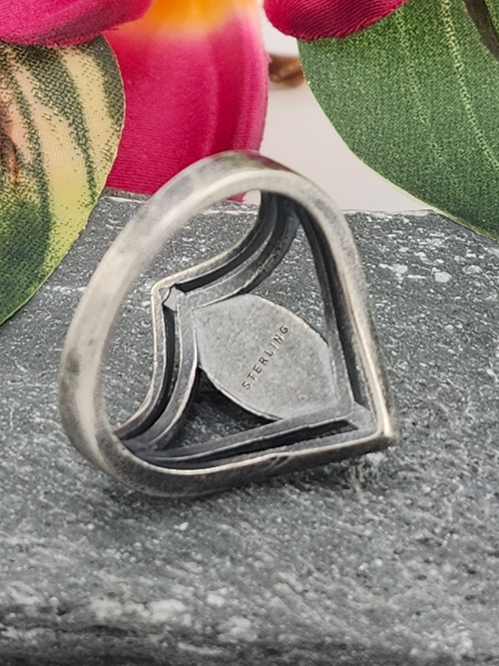 Oxidized Marquee Turquoise Ring Size 9.25