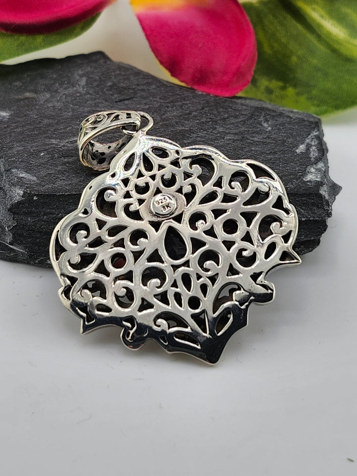 Amethyst/Garnet & 18k Accented Bali Pendant