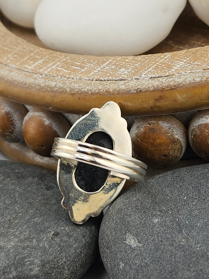 Raw Black Tourmaline 925 Sterling Silver Ring Size 9