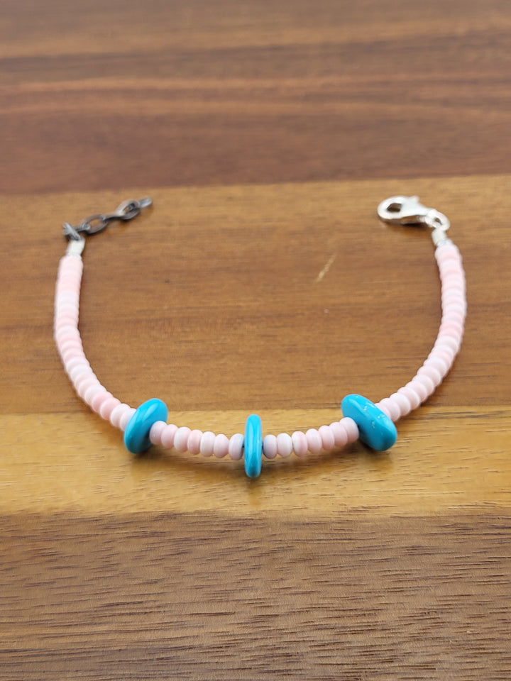 925 Sterling Silver Turquoise & Queen Conch Bracelet