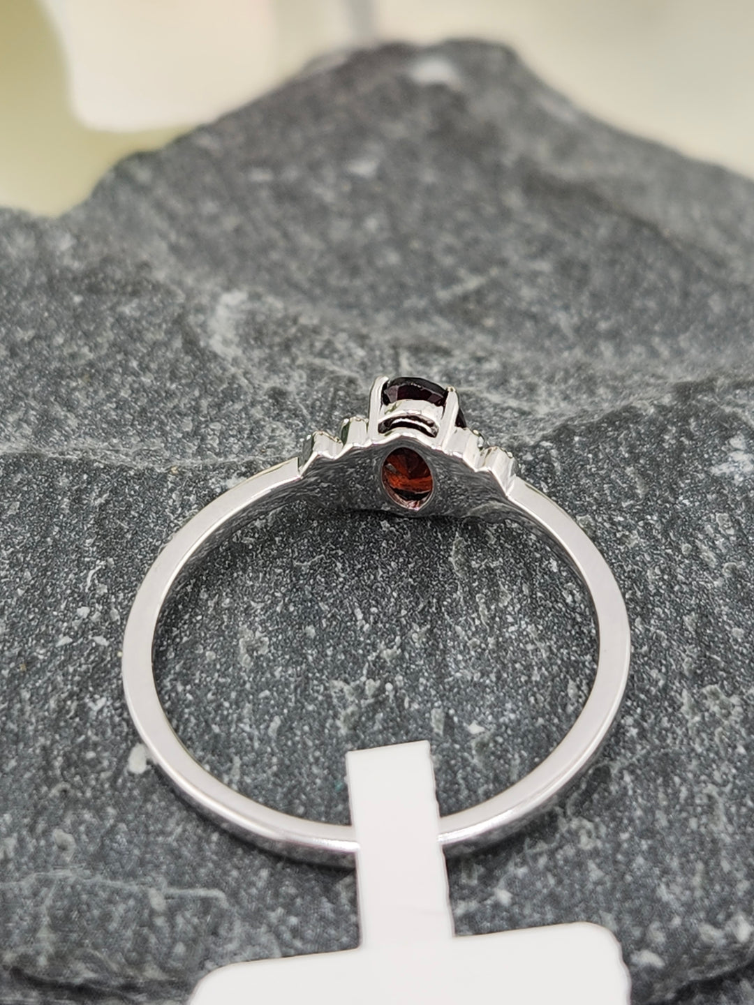 10K White Gold Diamond and Garnet Ring