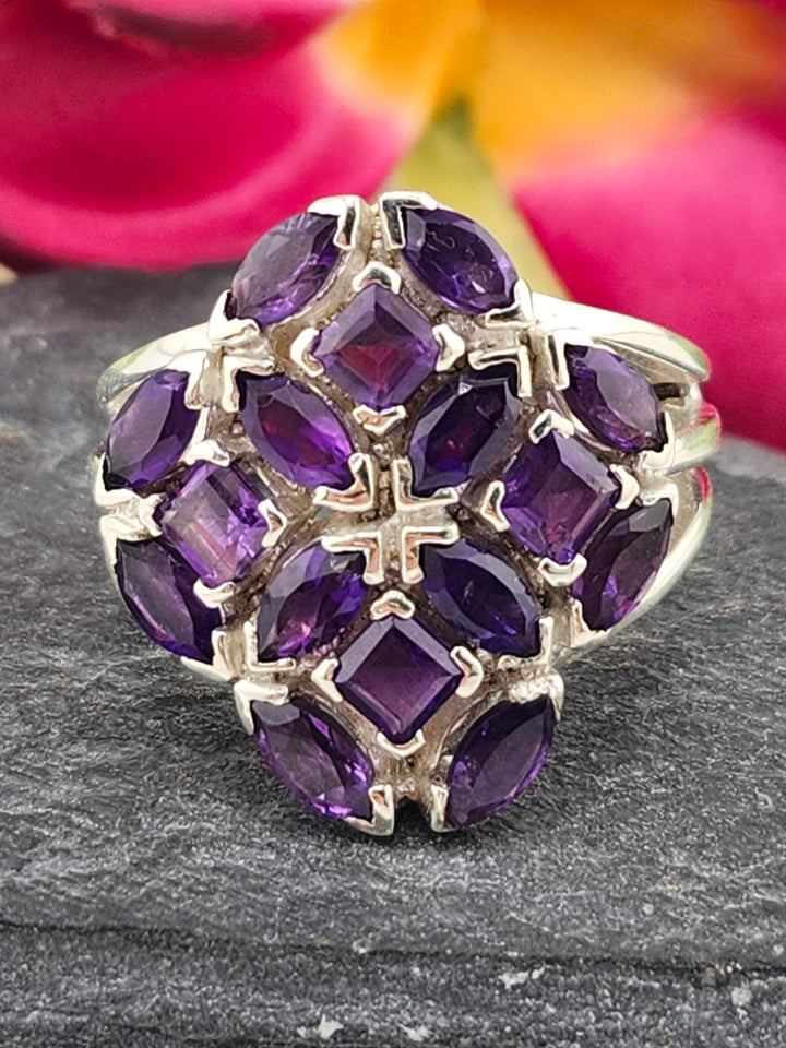 Cluster Amethyst Ring Size 10