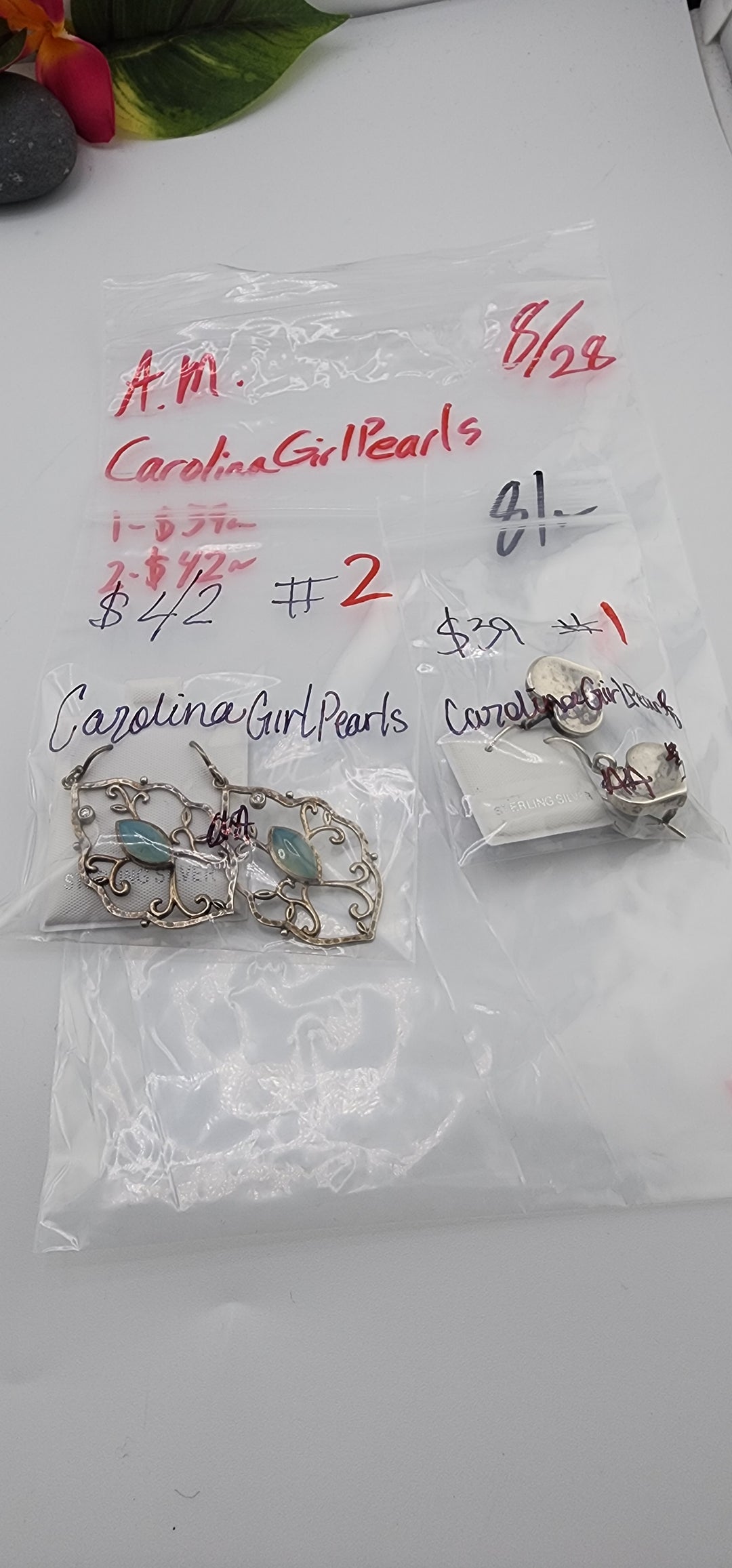 AM SHOW 48HR - RESERVED FOR: CarolinaGirlPearls - 8/28/2025 FL tiktok Live Show - 2 Sterling Silver Items