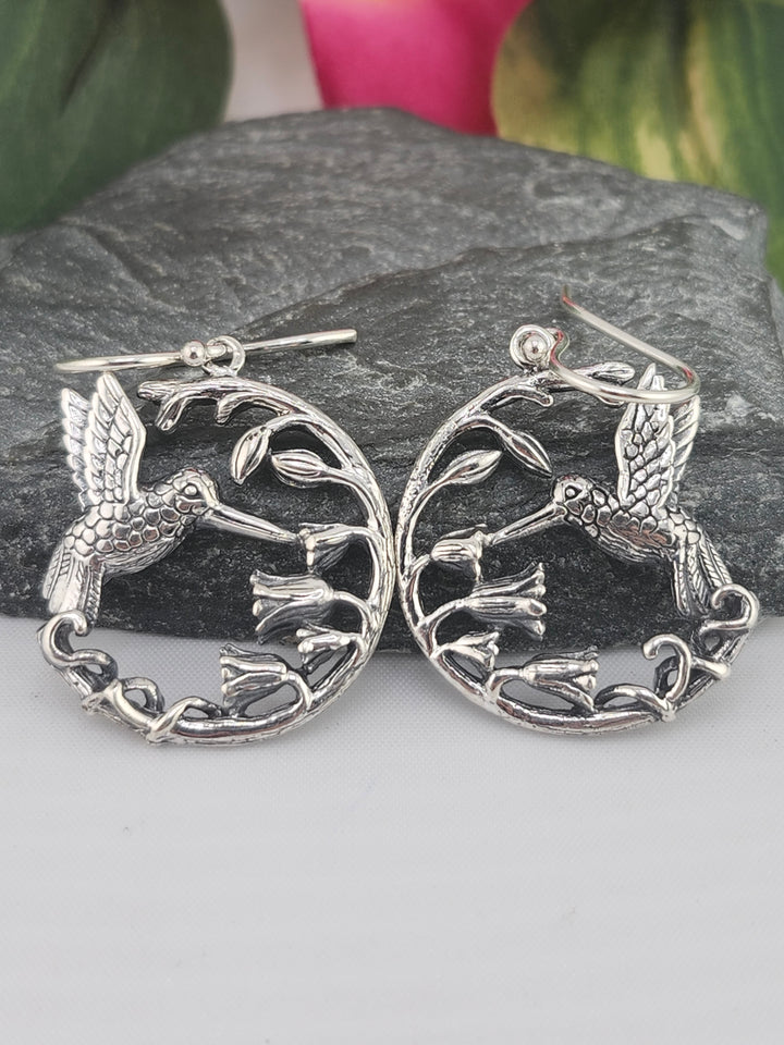 Designer SOMS 925 Sterling Silver Hummingbird Earrings