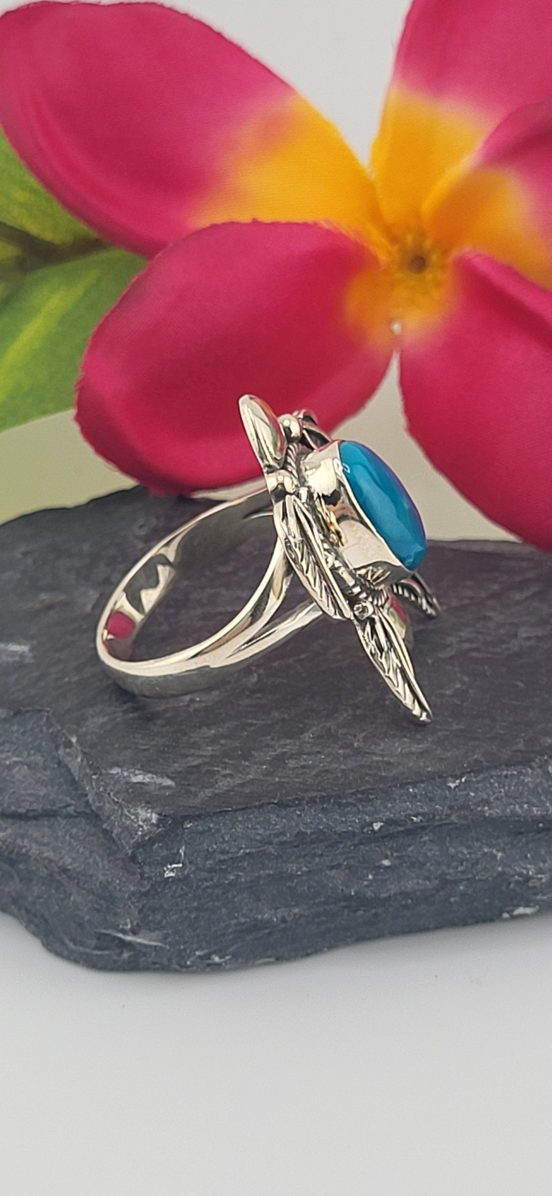 Turquoise and 925 Sterling Silver Turtle Ring Size 9