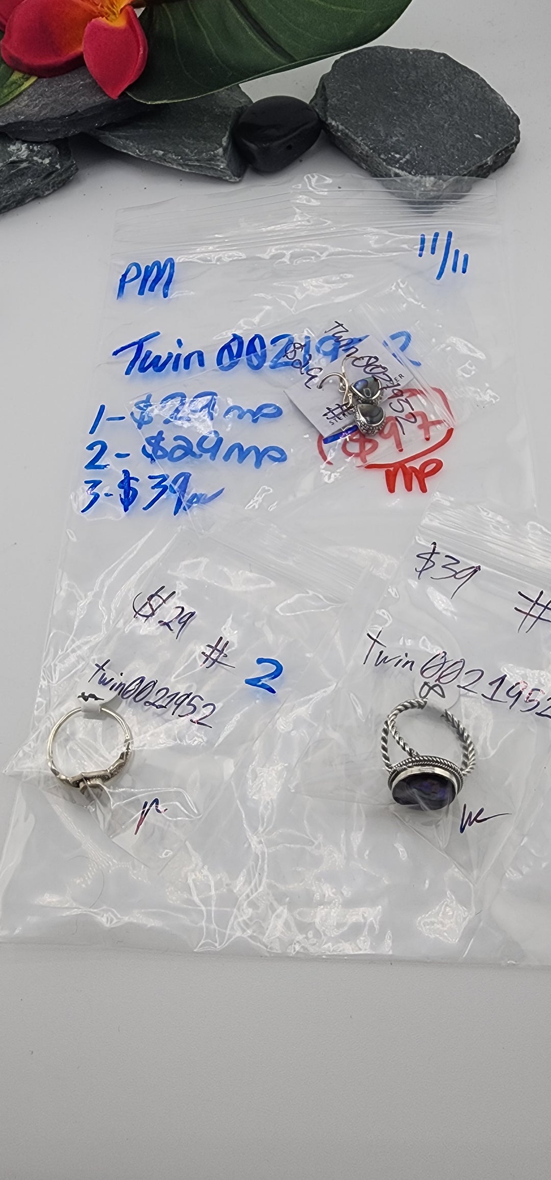 PM SHOW 48HR - RESERVED FOR: Twin0021952 - 11/11/2025 tiktok Live Show - 3 Sterling Silver Items