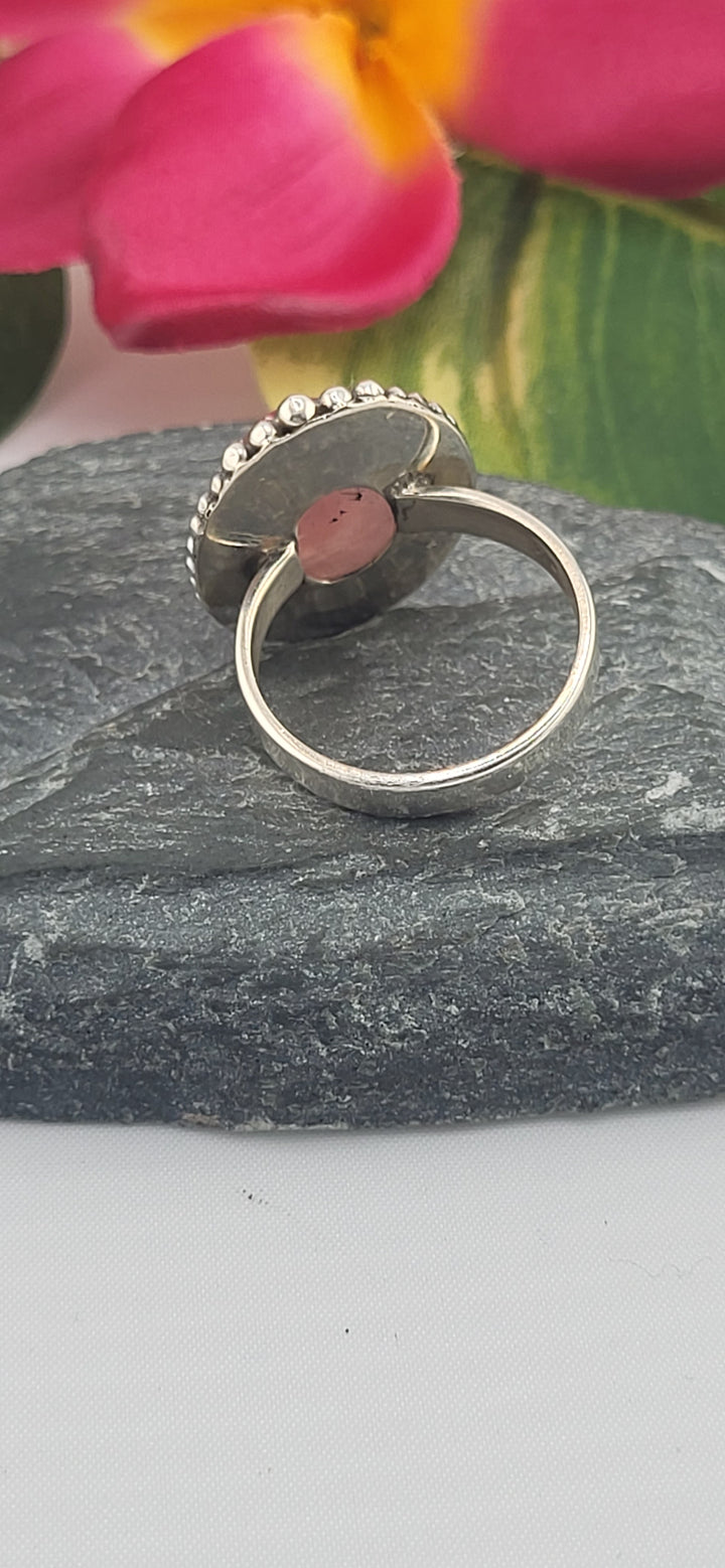 Morganite and 925 Sterling Silver Ring Size 7.5