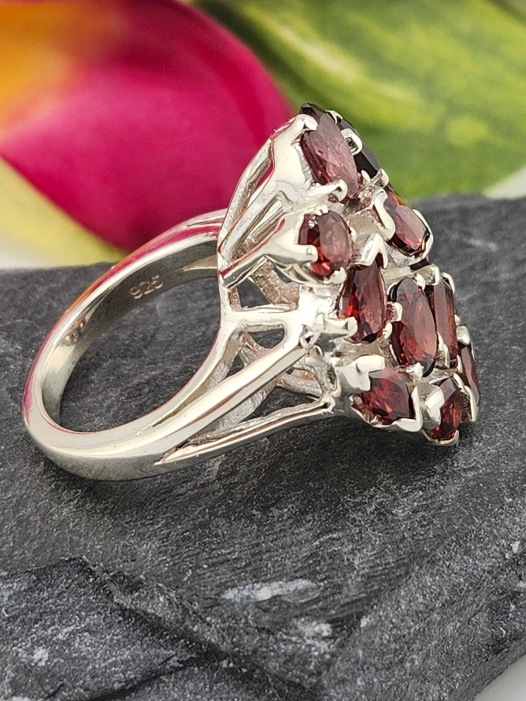 Cluster Garnet Ring Size 6