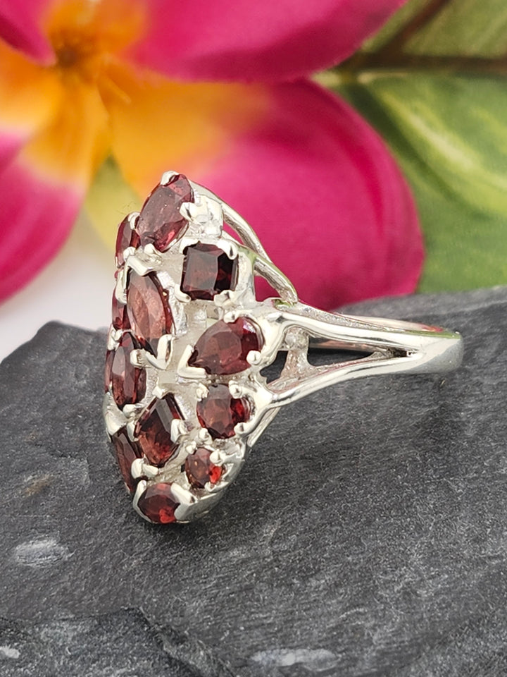 Cluster Garnet Ring Size 6