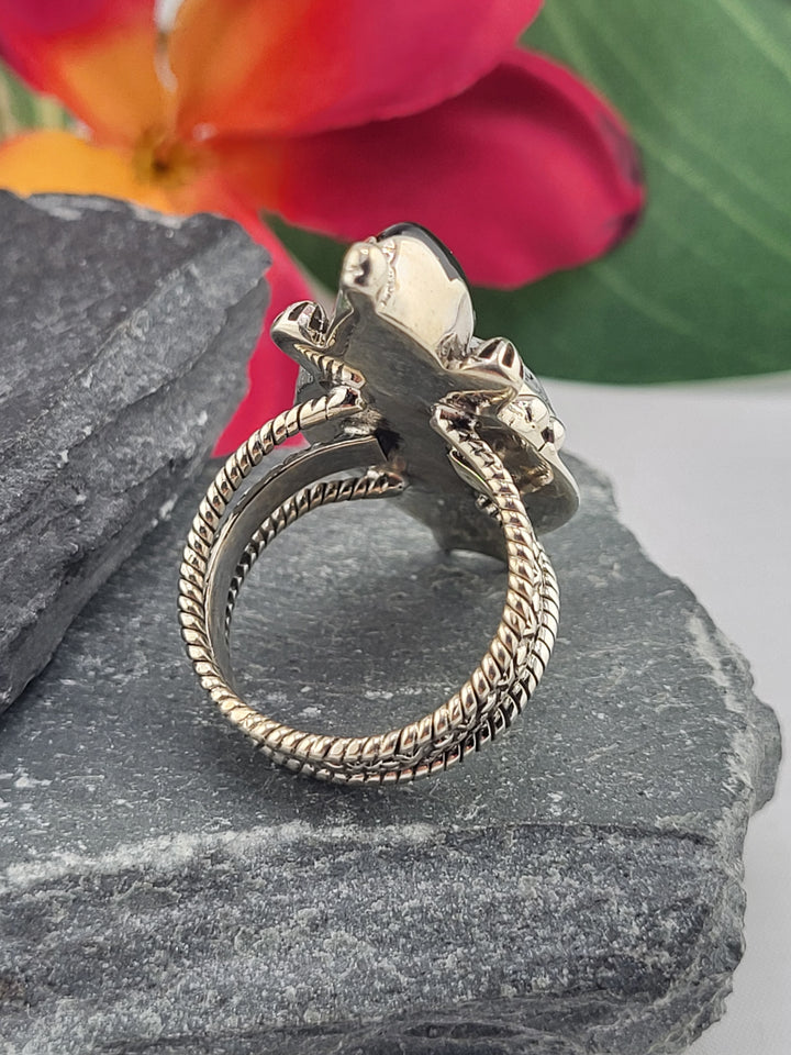 Dendritic Opal & Black Onyx Ring Size 9