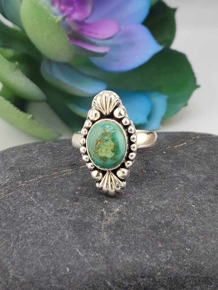 Kingman Turquoise and 925 Sterling Silver Ring - Size 6