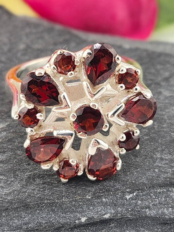 Cluster Garnet Ring Size 6
