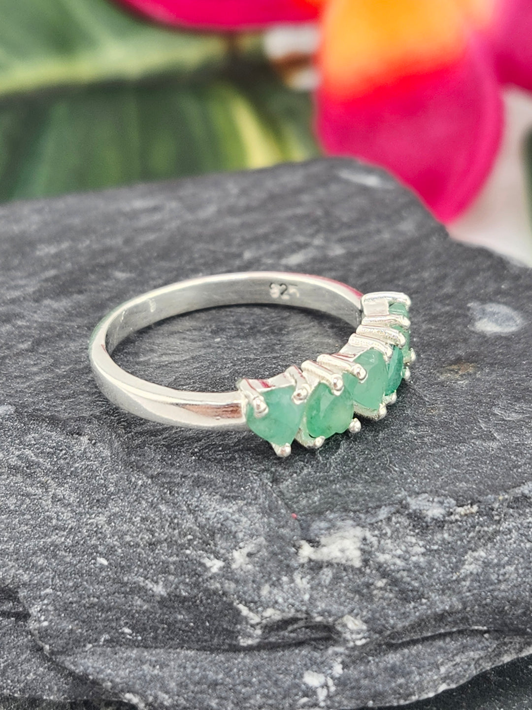 Emerald Heart Ring Size 8.25