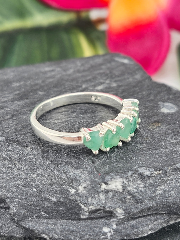 Emerald Heart Ring Size 8.25