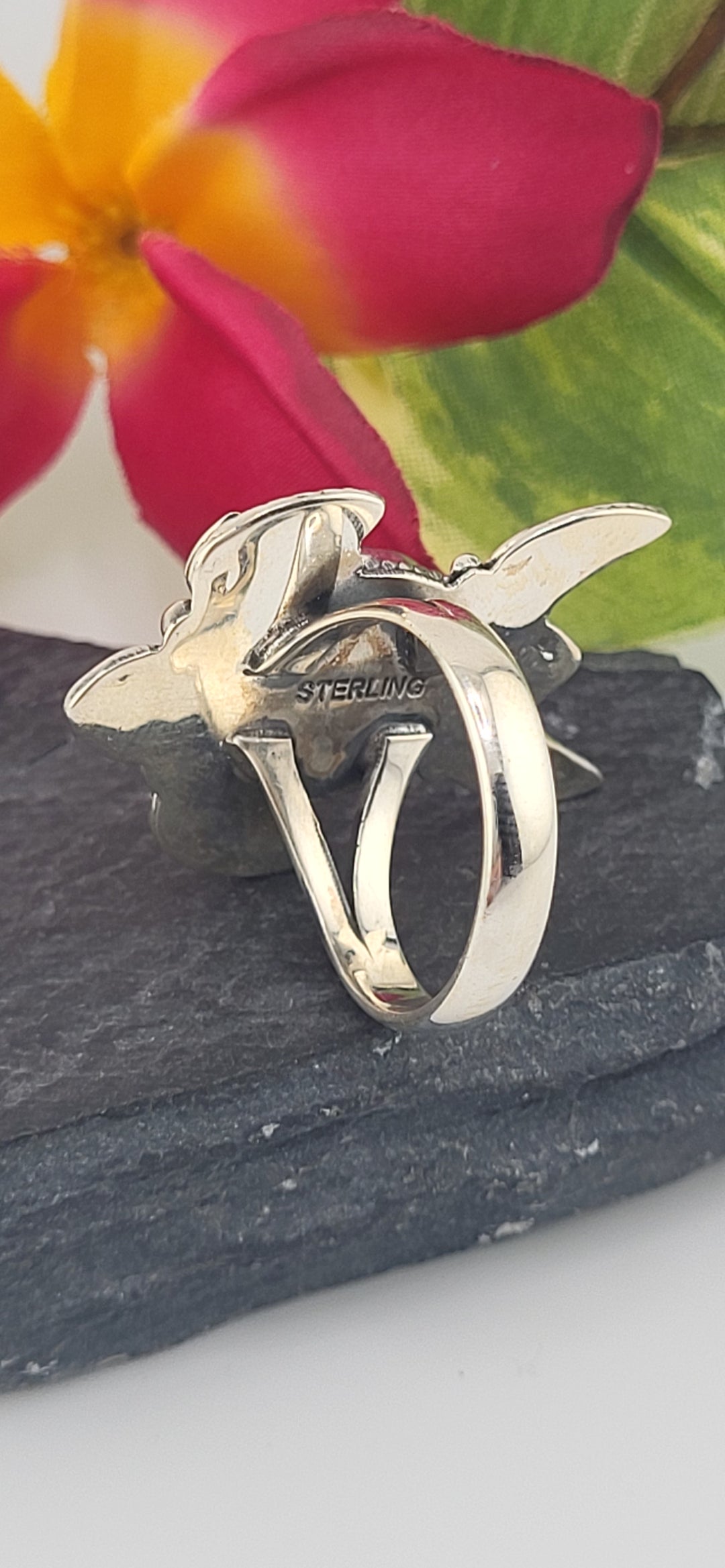 Turquoise and 925 Sterling Silver Turtle Ring Size 8