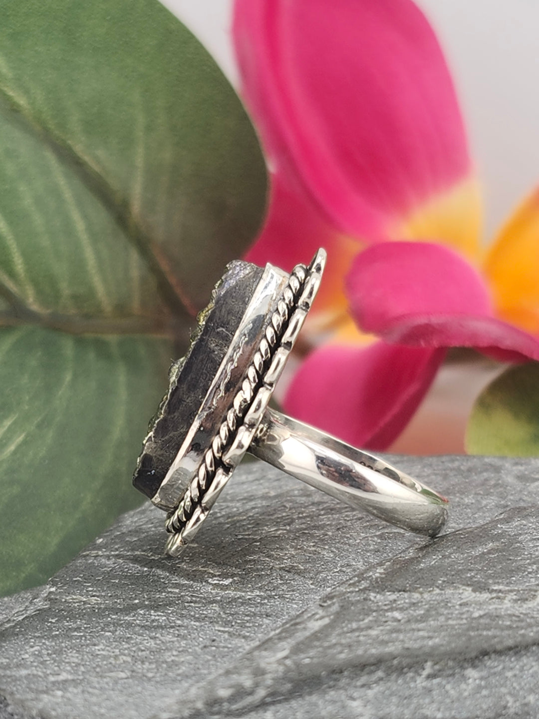 Titanium Druzy 925 Sterling Silver Ring Size 5