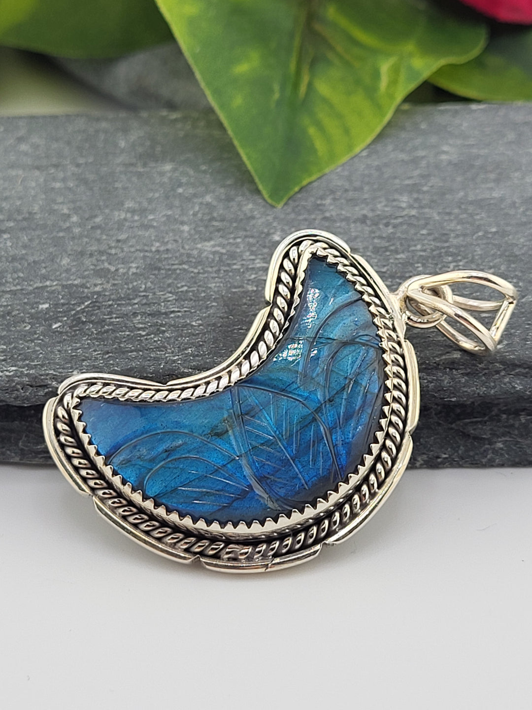 Labradorite Crescent Pendant