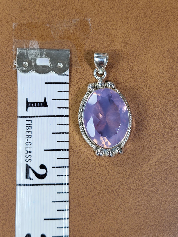 Natural Lavender Quartz 925 Sterling Silver Pendant - 1 1/2"