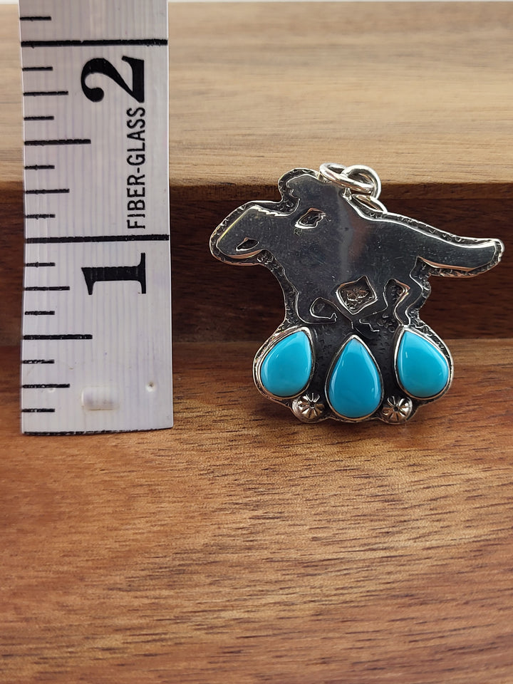 925 Sterling Silver Turquoise Horseback Riding Pendant