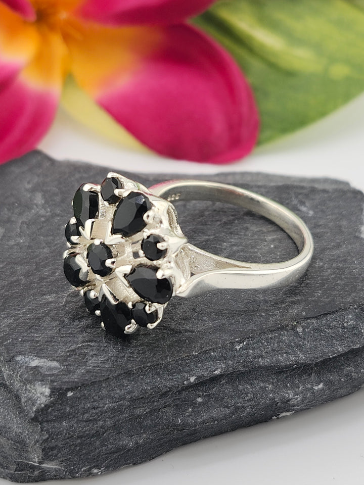 Cluster Black Onyx Ring Size 10