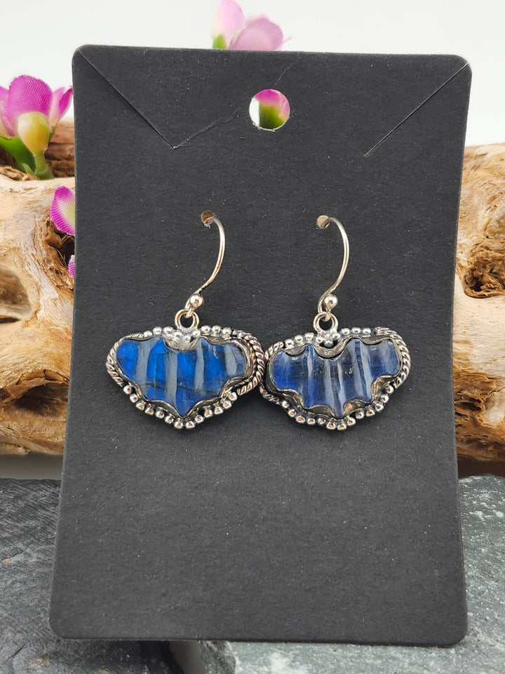 Blue Labradorite Bat Dangle Earrings