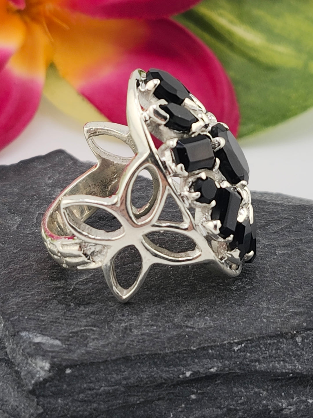 Cluster Black Onyx Ring Size 9