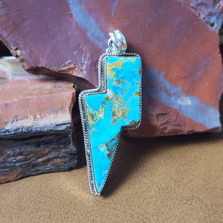 Composite Copper Turquoise 925 Sterling Silver Pendant