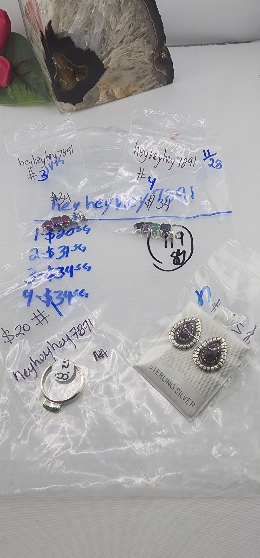 BF PM SHOW 48HR - RESERVED FOR: heyheyhey7891 - 11/28/2025 tiktok Live Show - 4 Sterling Silver Items