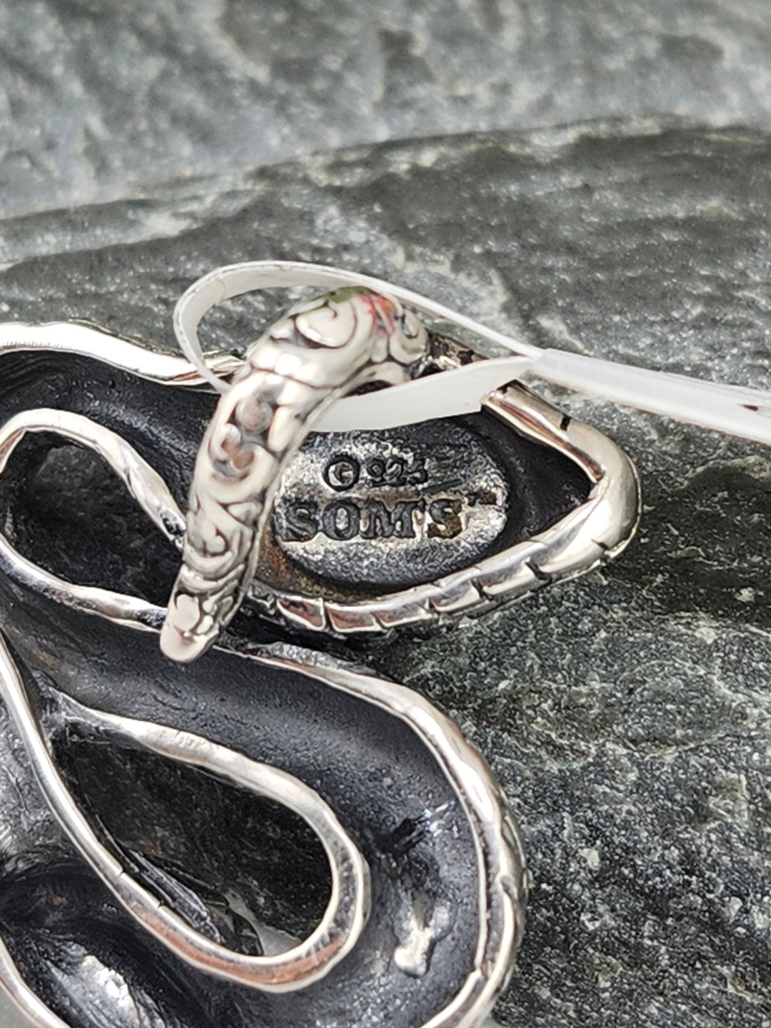 Designer SOMS 925 Sterling Silver Snake Pendant