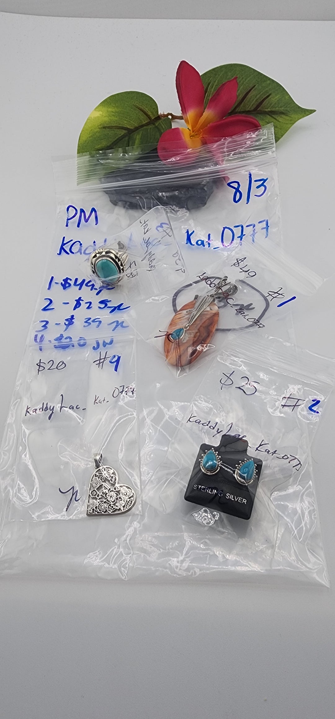 PM SHOW 48HR - RESERVED FOR:  kaddyLac_kat_0777 - 8/3/2025 FL tiktok Live Show - 4 Sterling Silver Items