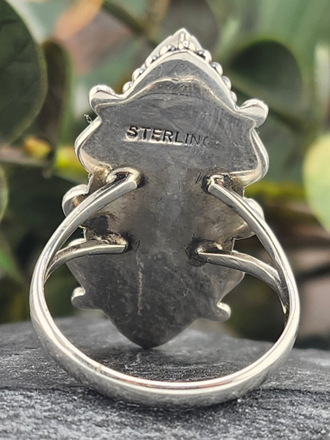 American Turquoise Triple Stone and 925 Sterling Silver Ring - Size 9.5