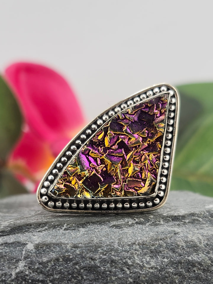 Titanium Druzy 925 Sterling Silver Ring Size 5