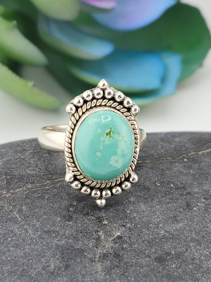 Kingman Turquoise and 925 Sterling Silver Ring - Size 7.25