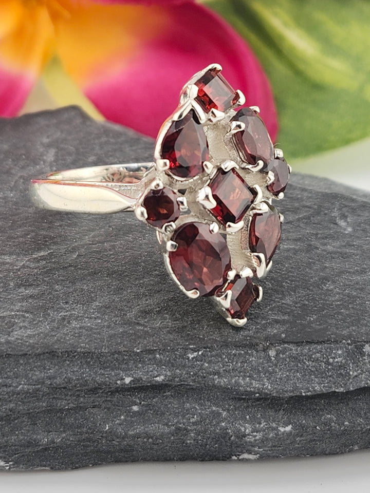 Cluster Garnet Ring Size 8