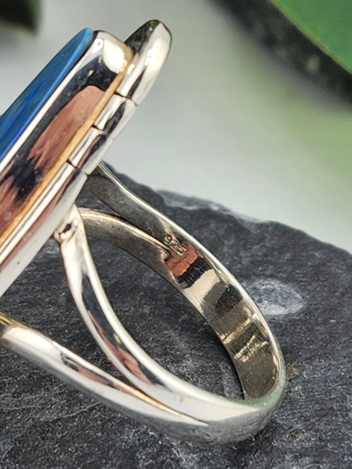 Australian Opal Doublet and 925 Sterling Silver Ring - Size 8.25