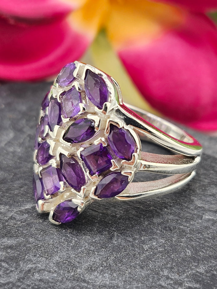 Cluster Amethyst Ring Size 6