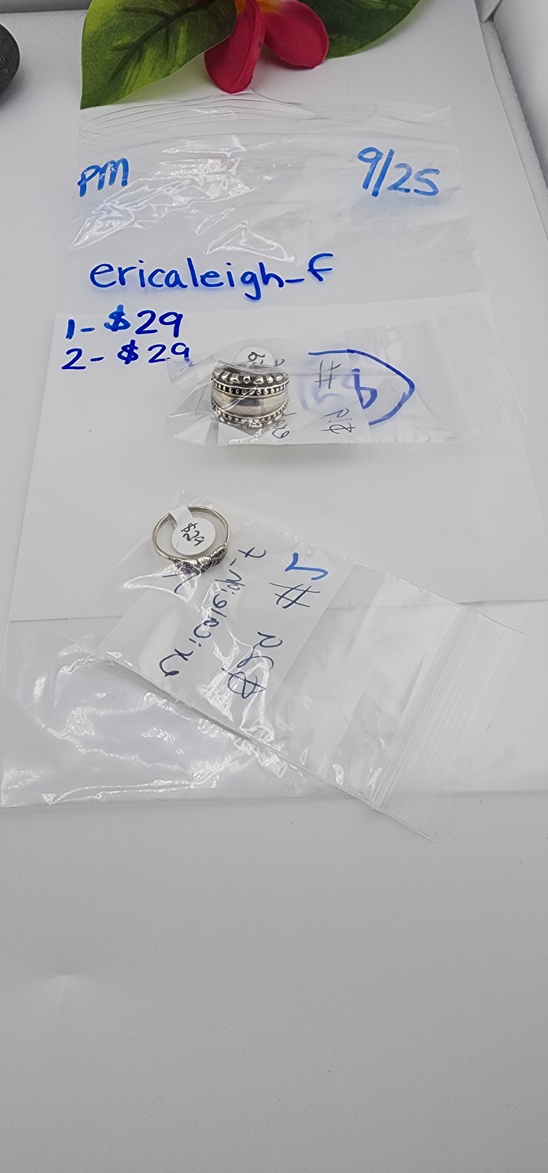 PM SHOW 48HR - RESERVED FOR: ericaleigh_f - 9/25/2025 FL tiktok Live Show - 2 Sterling Silver Items