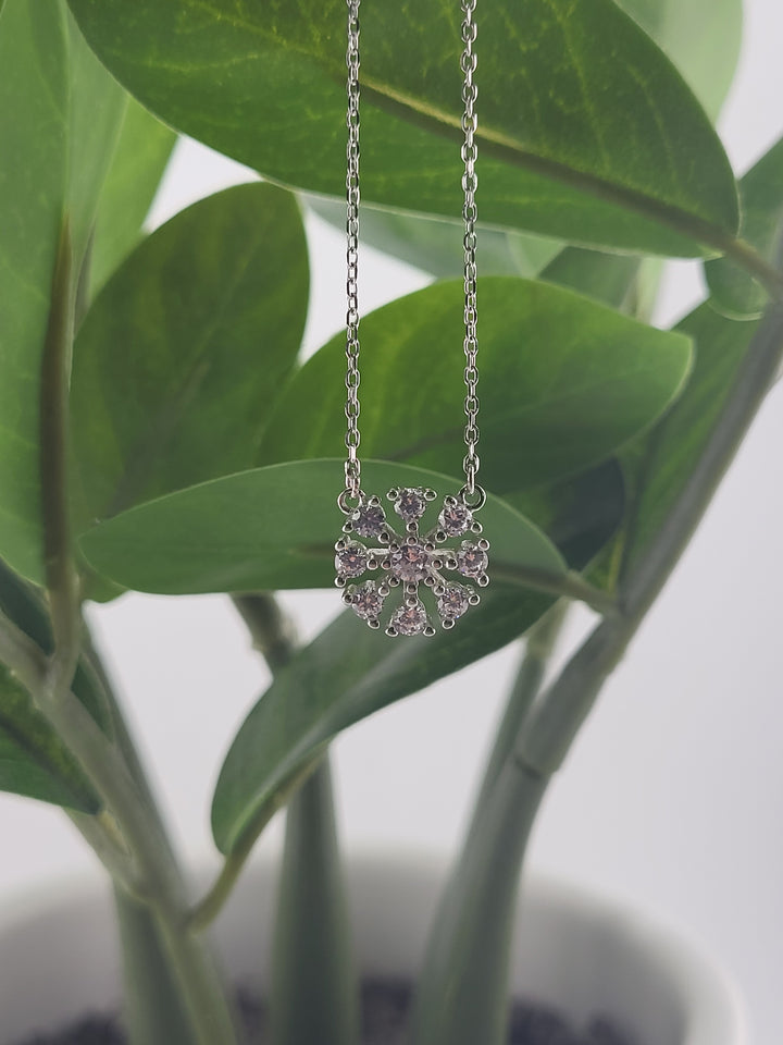 CZ Snowflake Necklace with 18" Adjustable Chain