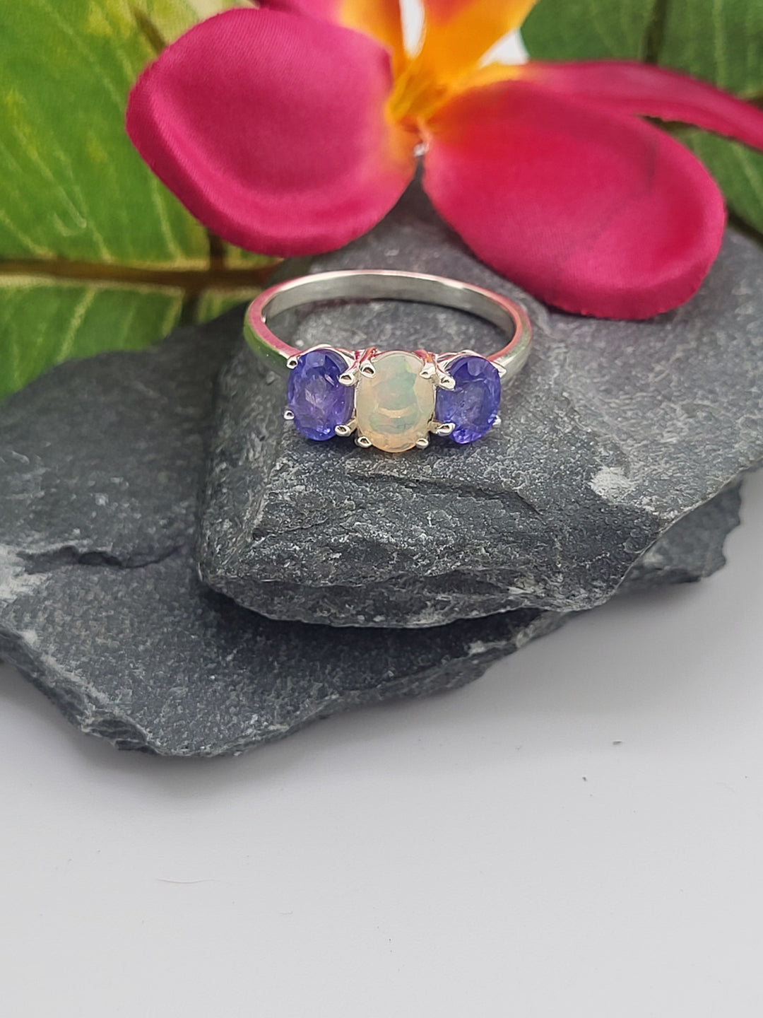 Tanzanite and Natural EthiopianOpal Ring
