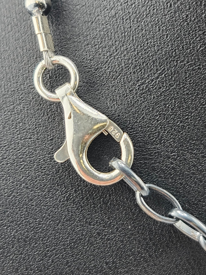 3‐6mm 8"+1" Oxidized 925 Sterling Silver Bead Bracelet