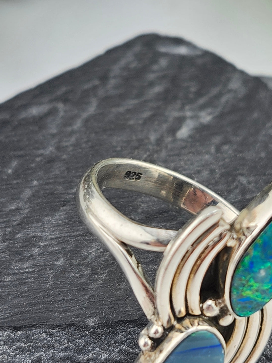 Australian Opal Doublet and 925 Sterling Silver Ring - Size 8