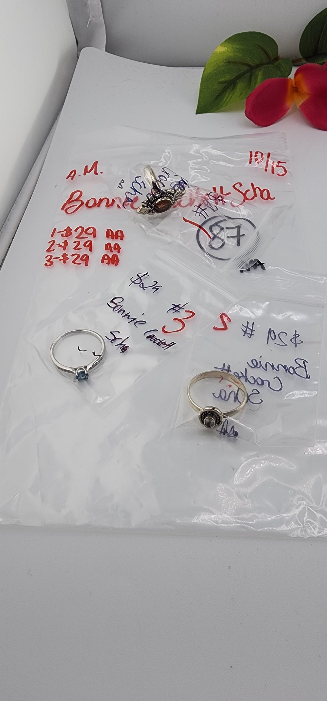 AM SHOW 48HR RESERVED FOR: Bonnie Crockett Scha  - 10/15/2025 FL tiktok Live Show - 3 Sterling Silver Items