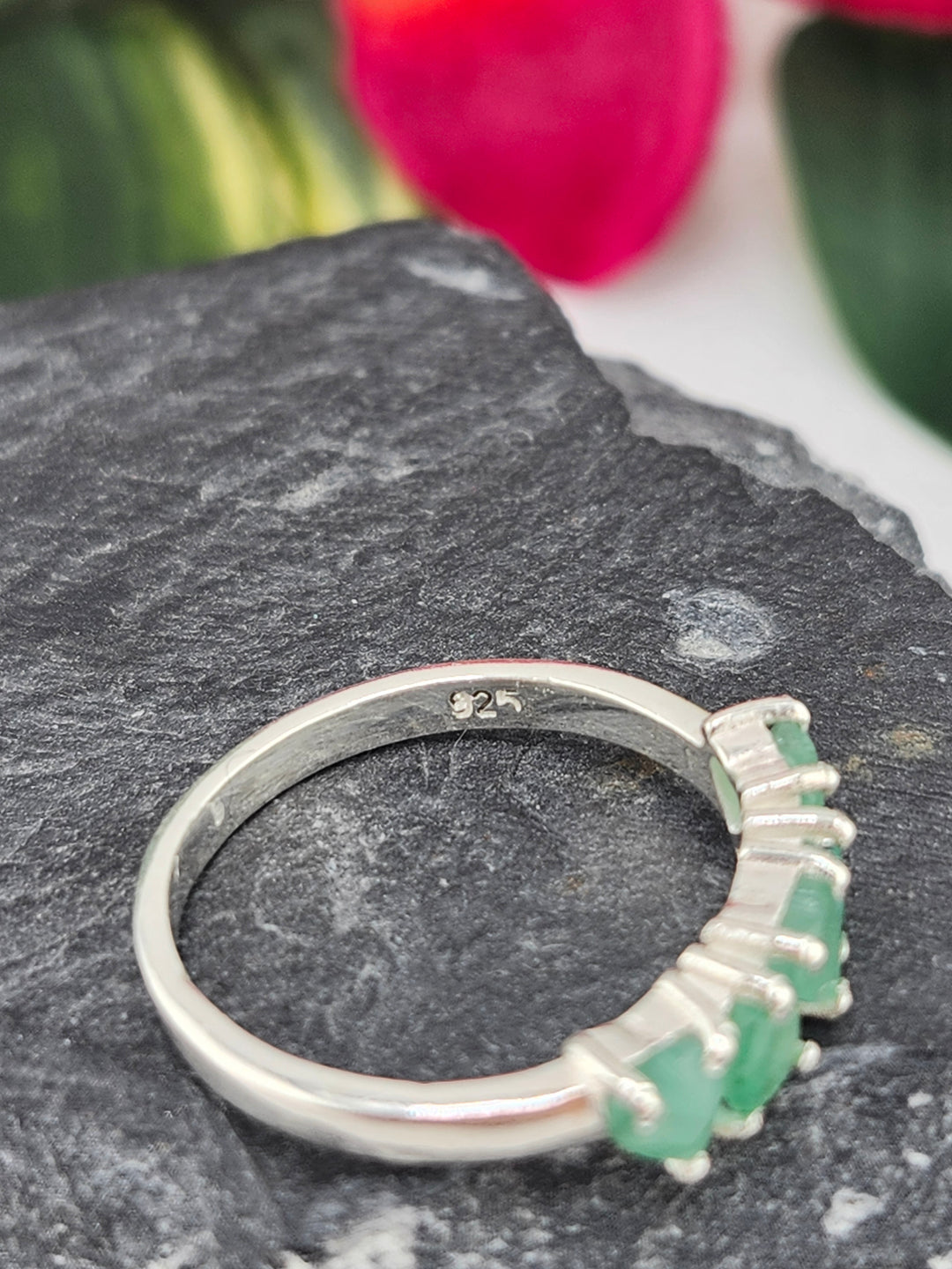 Emerald Heart Ring Size 8.25