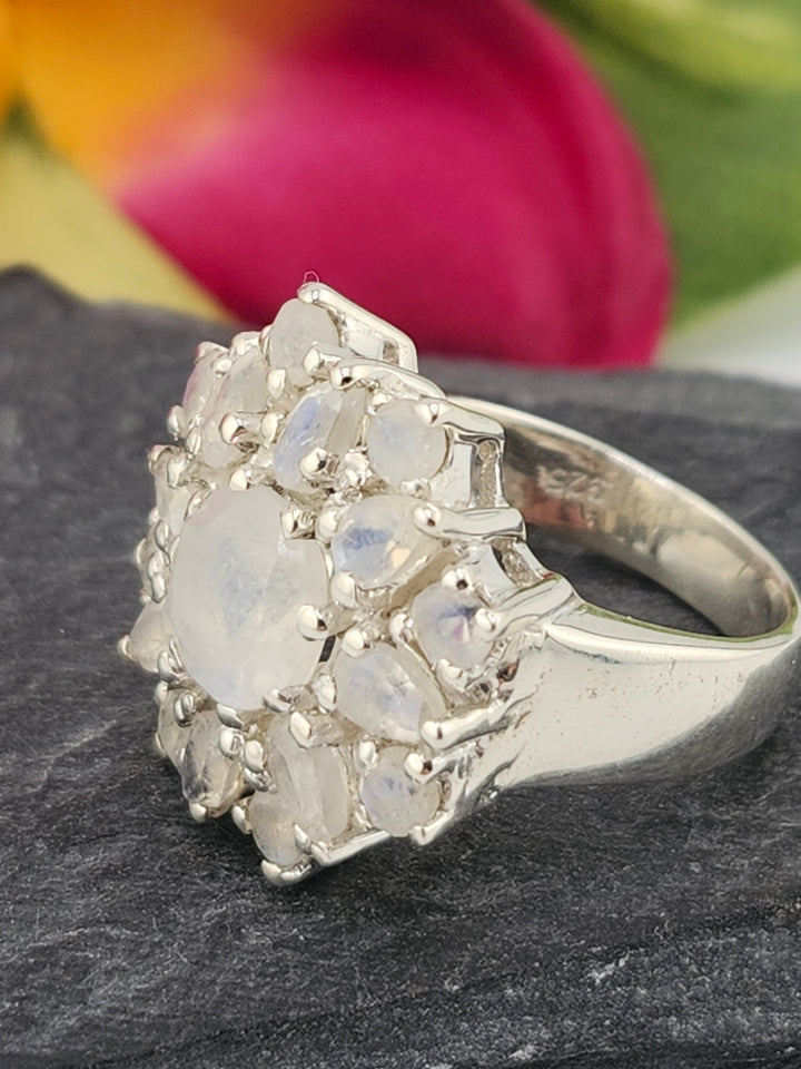 Cluster Moonstone Ring Size 6