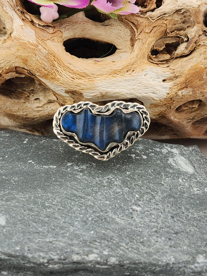 Blue Labradorite Bat Ring Size 8