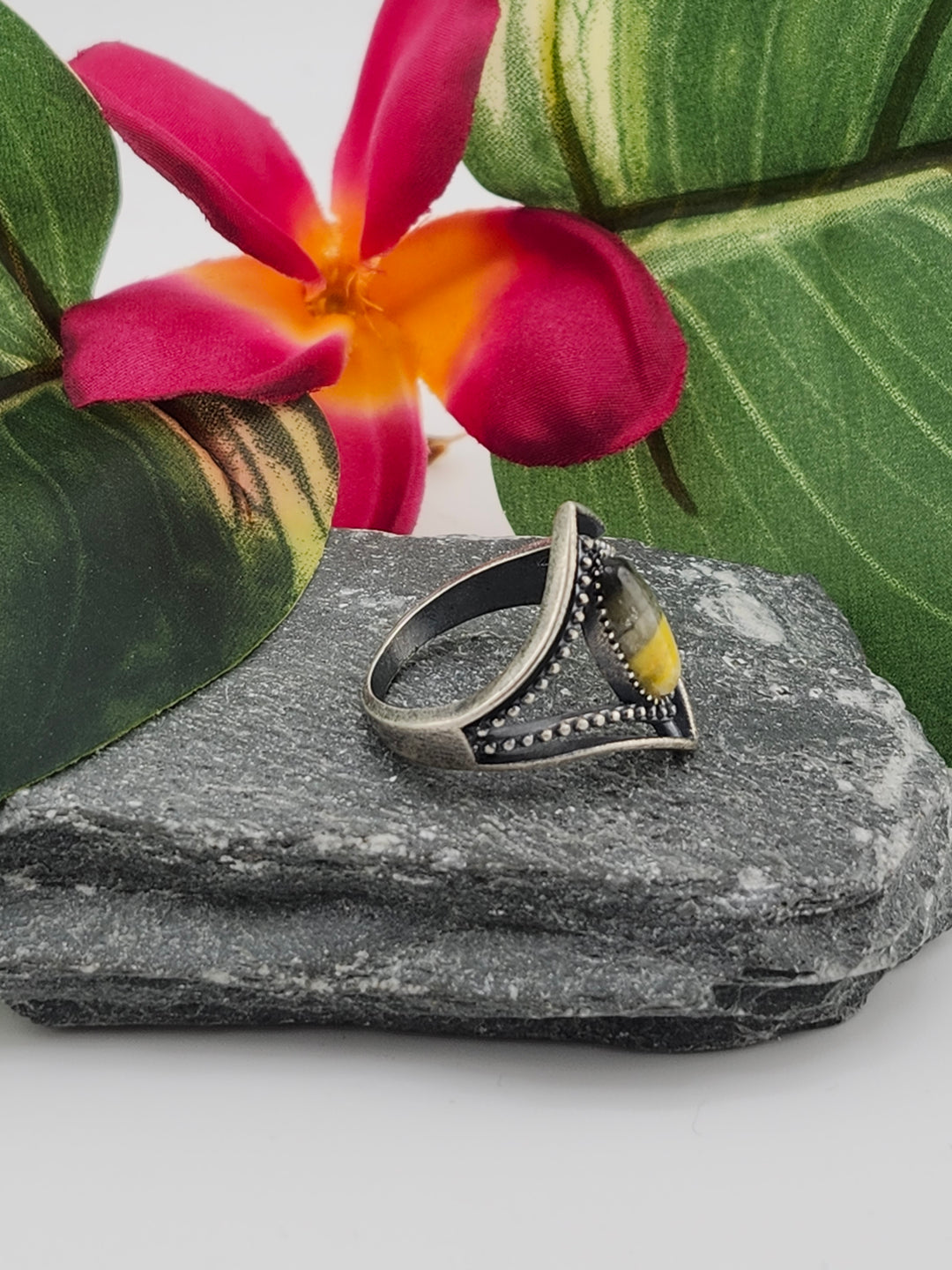 Oxidized Marquee Bumblebee Jasper Ring Size 8.25