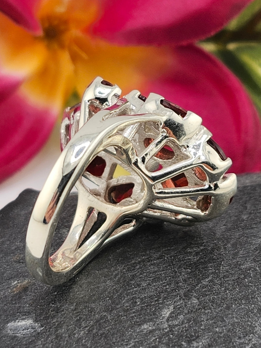 Cluster Garnet Ring Size 6