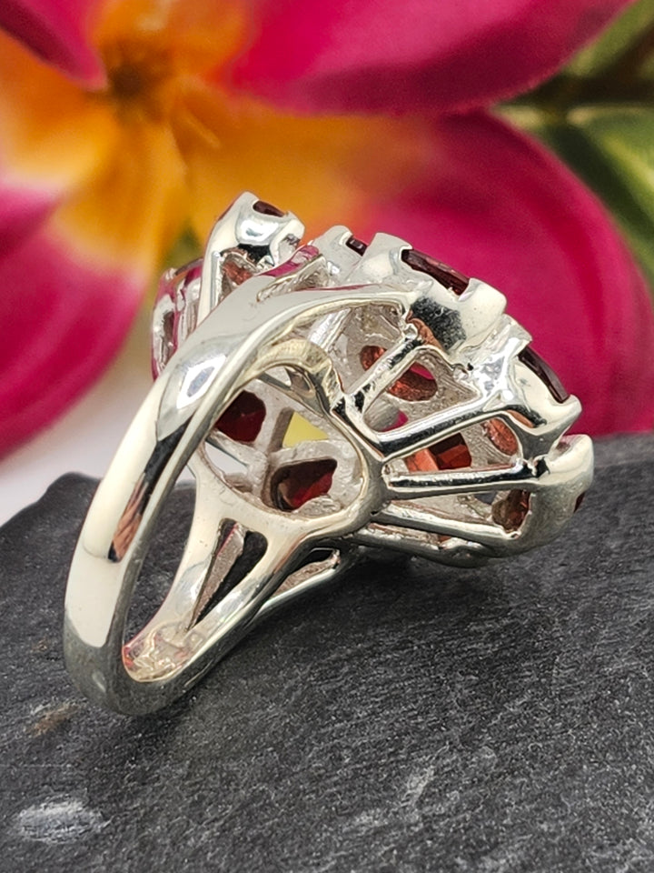 Cluster Garnet Ring Size 6