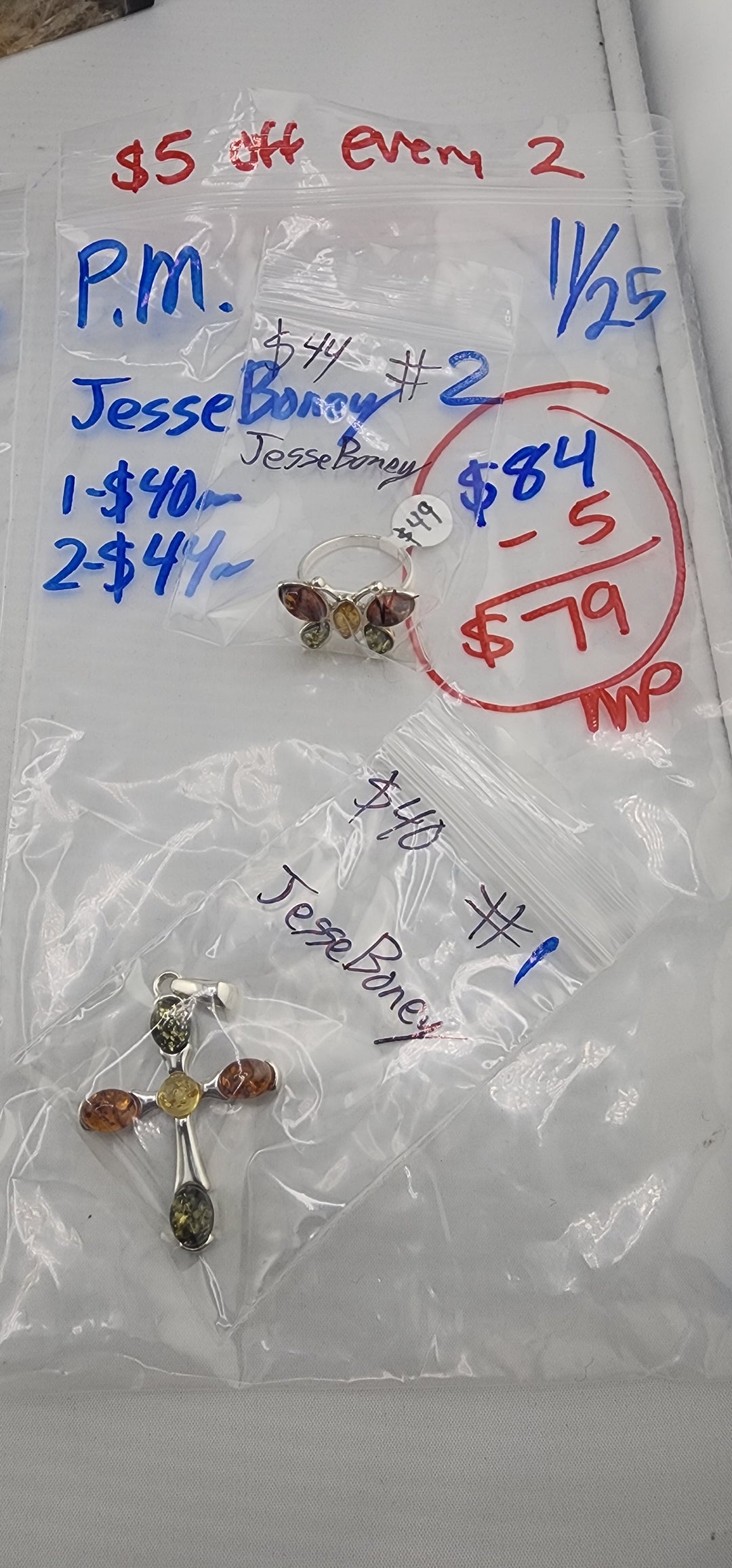 PM SHOW 48HR - RESERVED FOR: JesseBoney - 11/25/2025 tiktok Live Show - 2 Sterling Silver Items